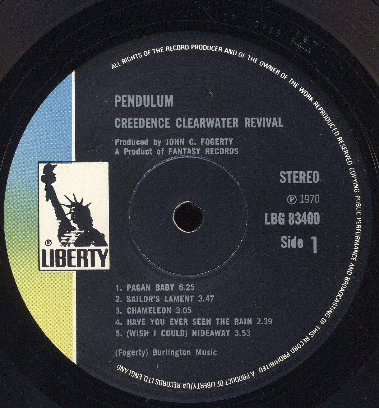 Creedence Clearwater Revival Pendulum [lp label a gbr]